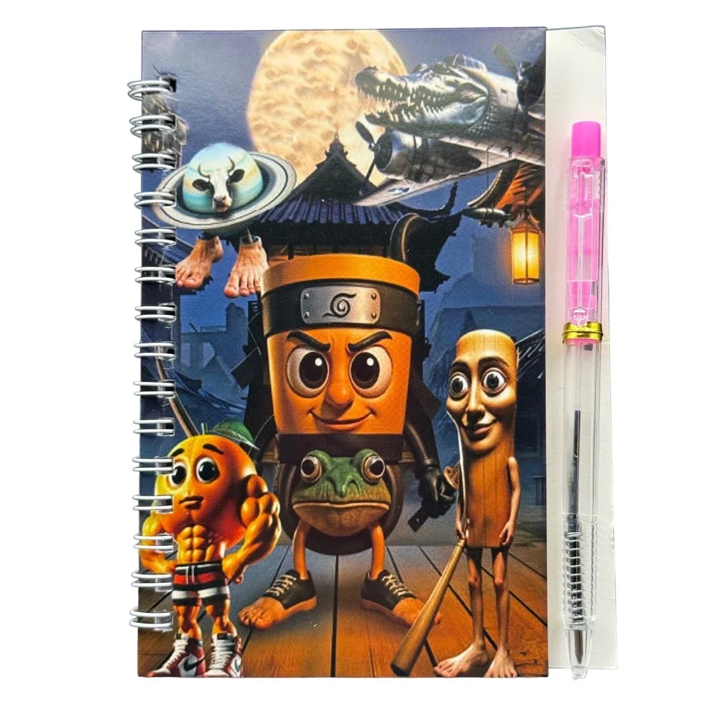 Brainrot Spiral Notepad with pen - New
